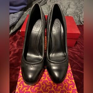 Tory Burch Black Nova-Lamb/Veg leather Heels